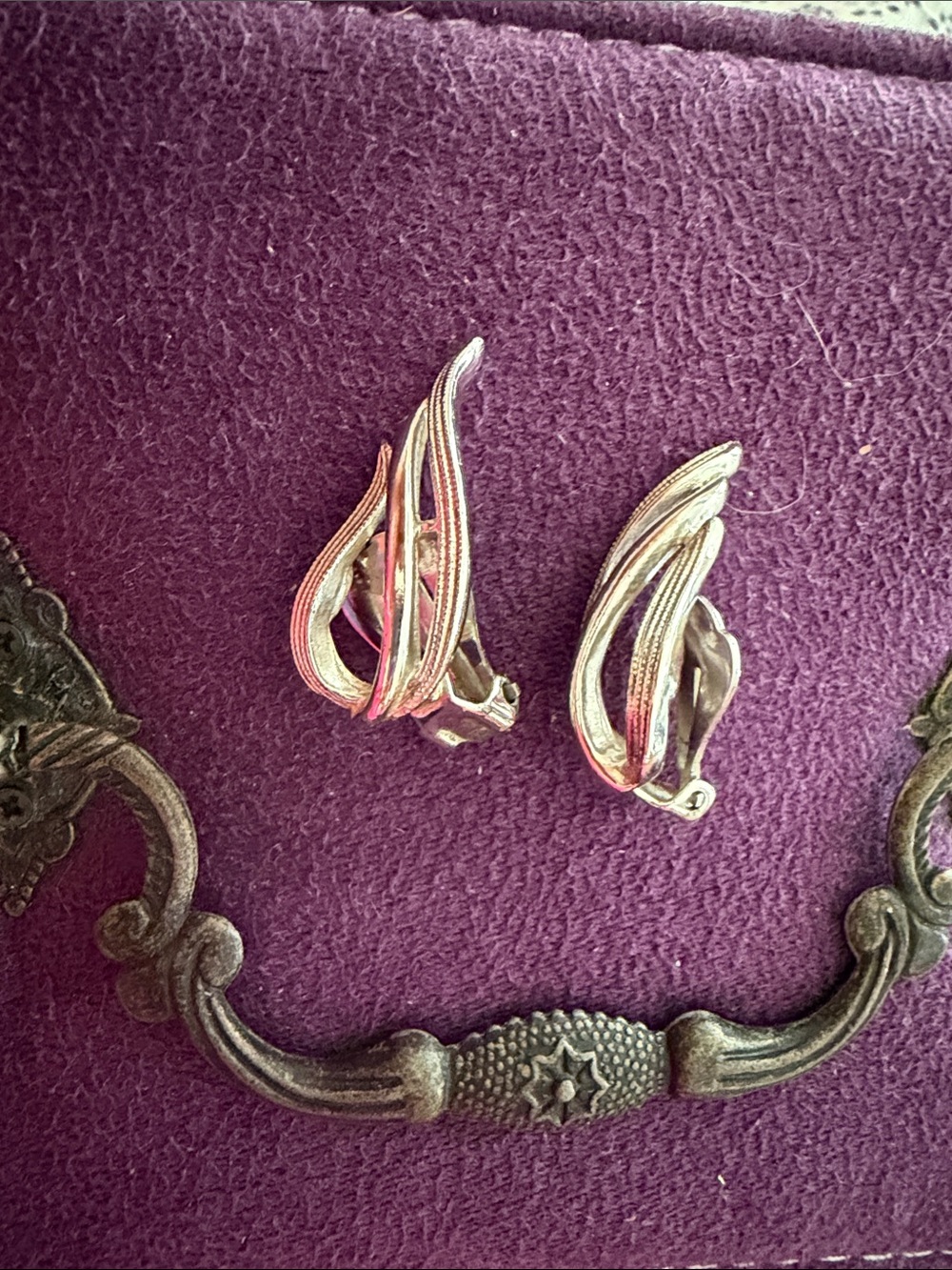 Silver-Tone Sculpted Wave Clip-On Earrings - Elegant Women's Jewelry